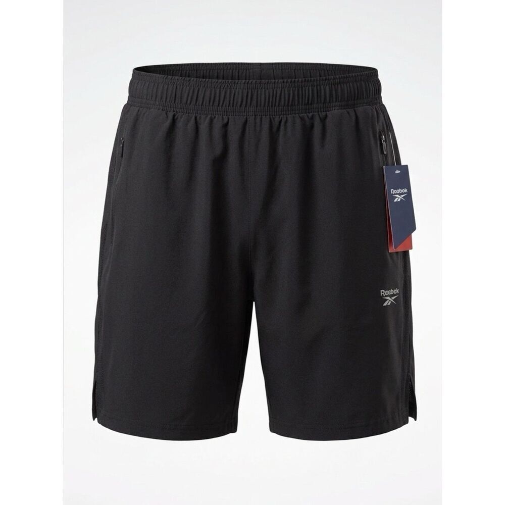 Reebok Black Nolan Athletic Training Shorts with Side Zip Pockets
